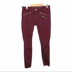 Vanilla Star Burgundy Skinny Pants with Zippers Junior Size 9 Skinny